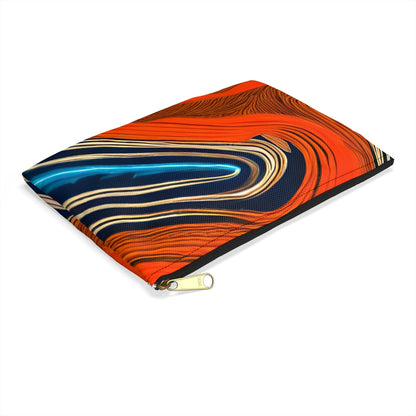 Swirly Orange and Blue Zipper Pouch for Your Essentials