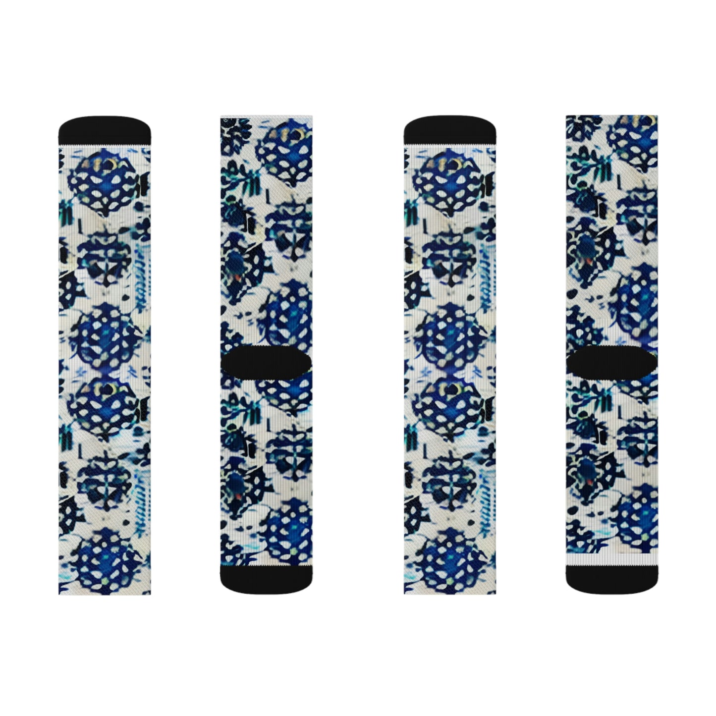 Get Ready for Summer with Blue and White Floral Socks for Legs