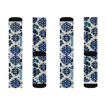 Get Ready for Summer with Blue and White Floral Socks for Legs