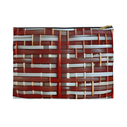 Bold and Trendy: the Modern Woven Red and White Zipper Pouch You'll Love