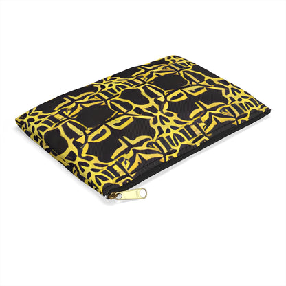 Bold and Striking: Abstract Black and Yellow Zipper Pouch