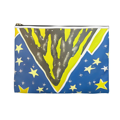 Starry Night: Blue Pouch with Moon and Stars Design