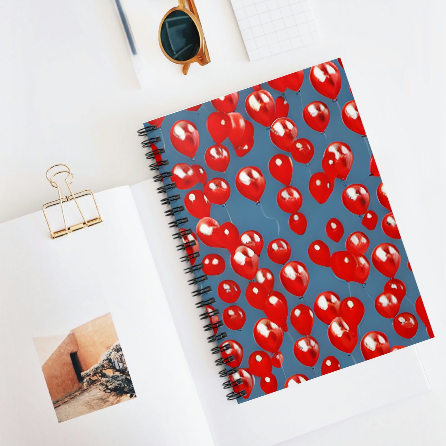 Unleash Your Creativity with this Vibrant Spiral Notebook Featuring Red Balloons