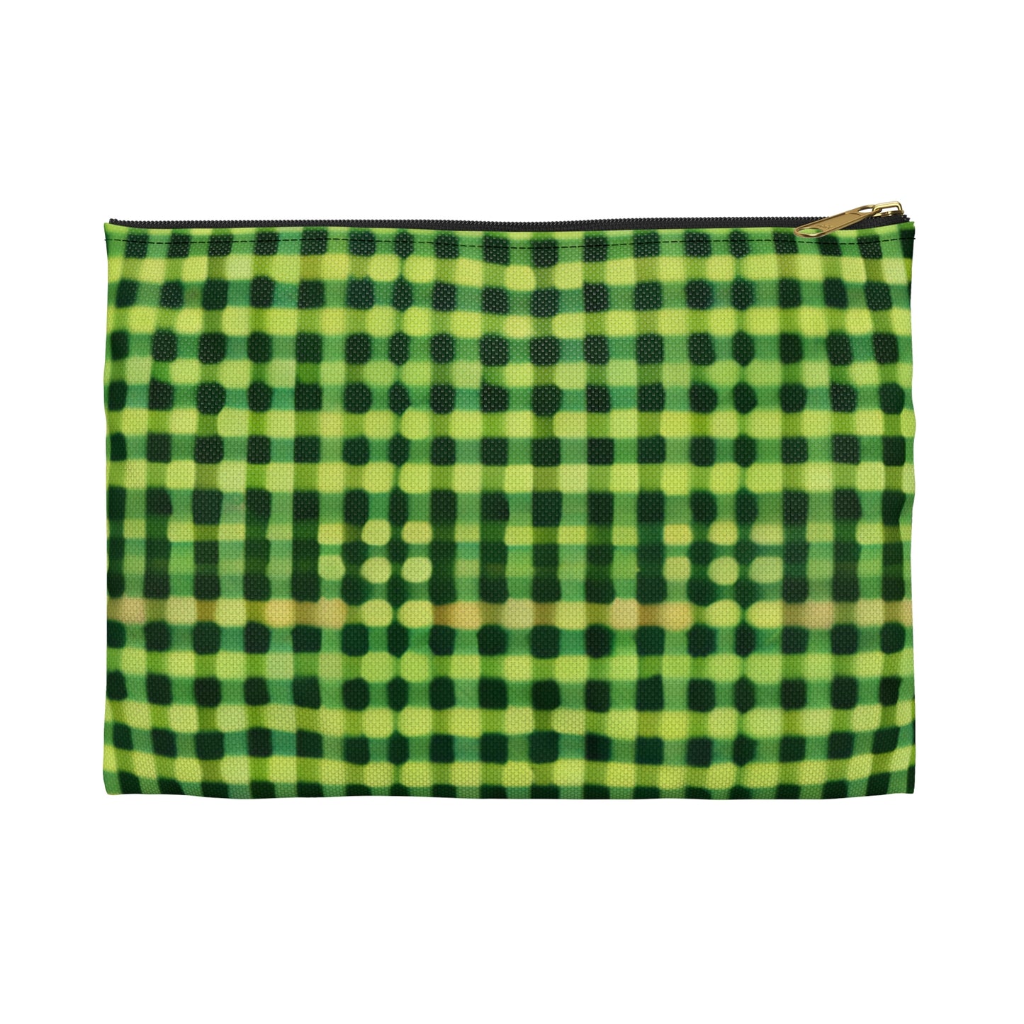 Check out this stylish green and black zipper pouch!