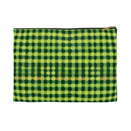 Check out this stylish green and black zipper pouch!