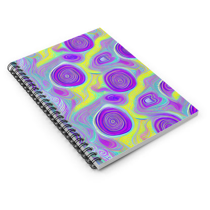 Colorful Spiral Notebook with Swirls - Purple, Yellow & Blue