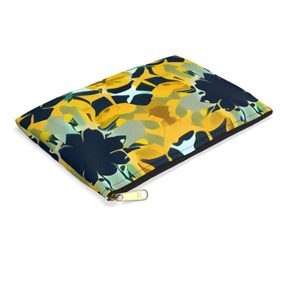 Floral Patterned Yellow and Blue Zipper Pouch for Any Occasion