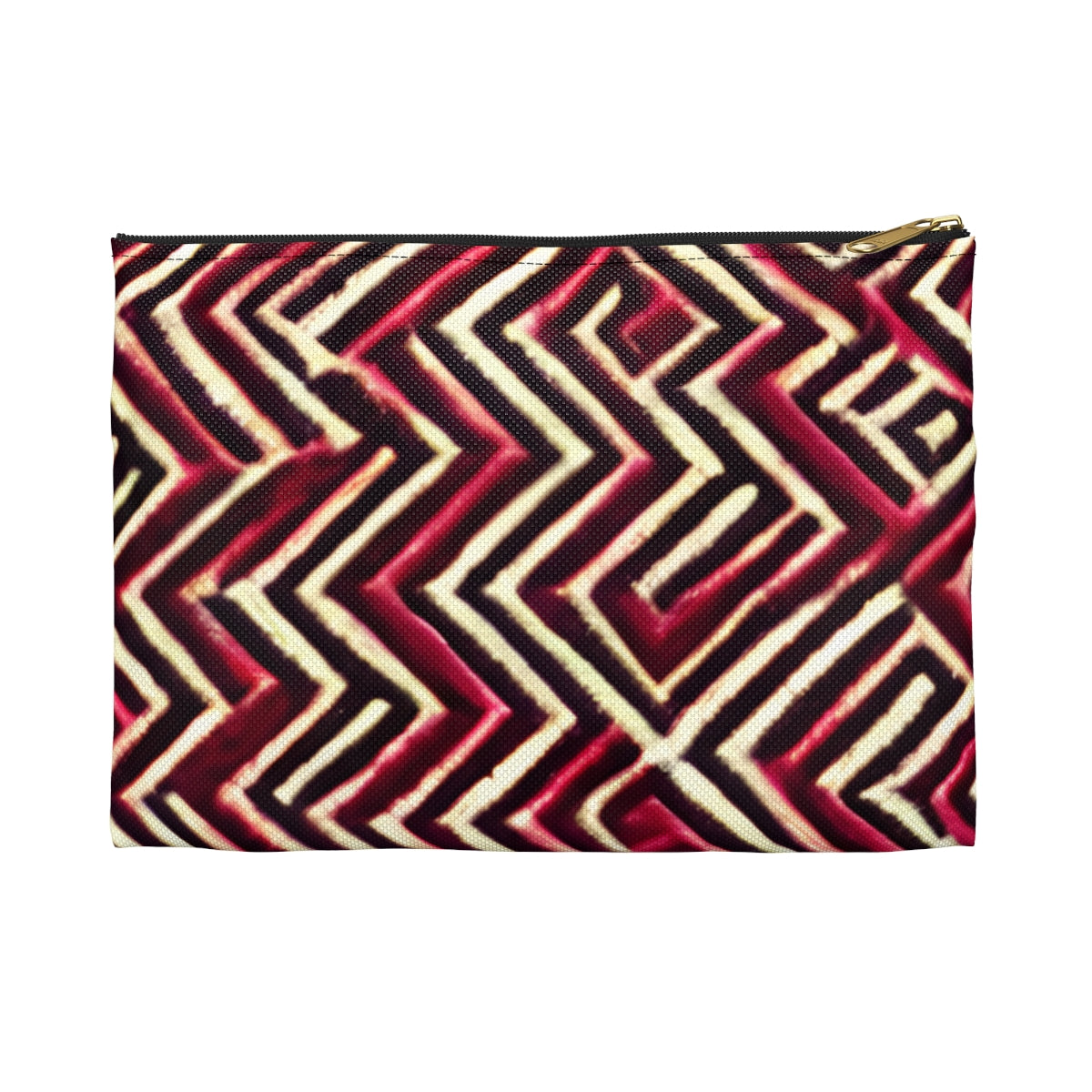 Geometric Red & Black Zipper Pouch: Stay Organized in Style!