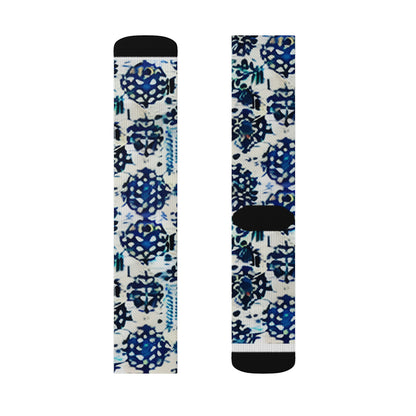 Get Ready for Summer with Blue and White Floral Socks for Legs