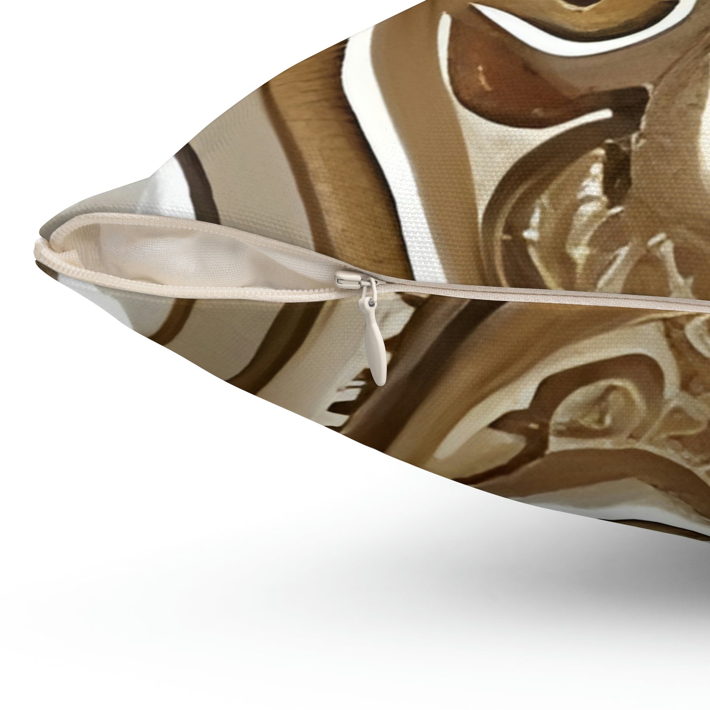 Abstract Charm: Brown & White Throw Pillow with an Eye-Catching Design