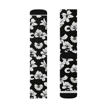 Flower Power: Black and White Socks for Women