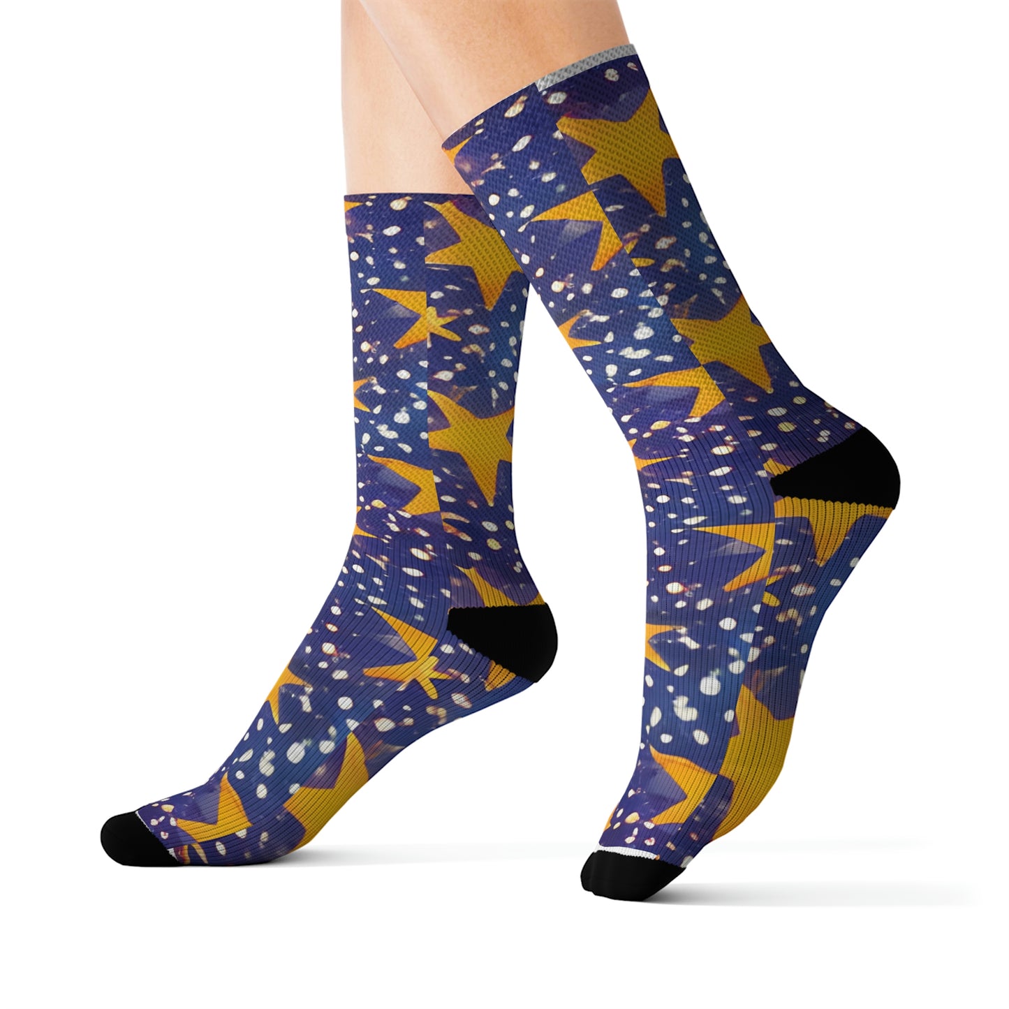 Star-Spangled Blue and Yellow Socks: Brighten Up Your Step