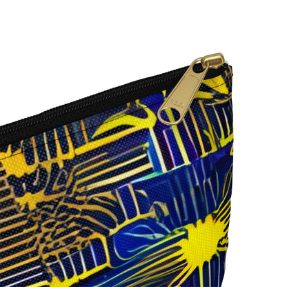 Vibrant and Playful: The Abstract Pattern Blue and Yellow Zipper Pouch