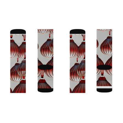 Bold and Playful Socks with Striking Red and Black Design