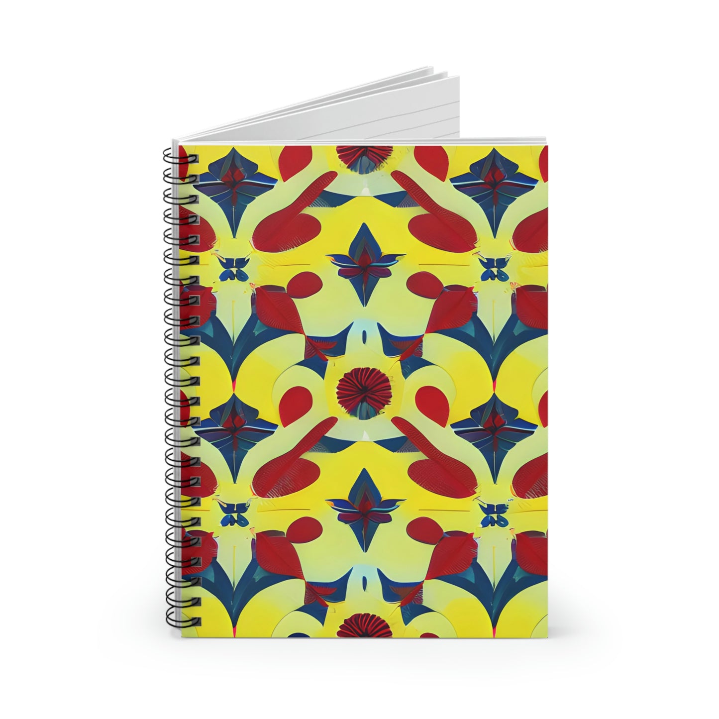 Floral Twist: Yellow and Blue Spiral Notebook