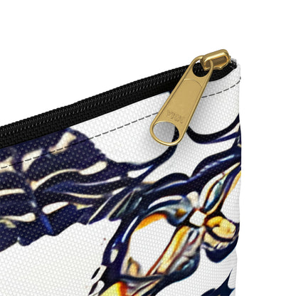 Add Some Style to Your Organization with Our Flower-Patterned Zipper Pouch in Blue and White