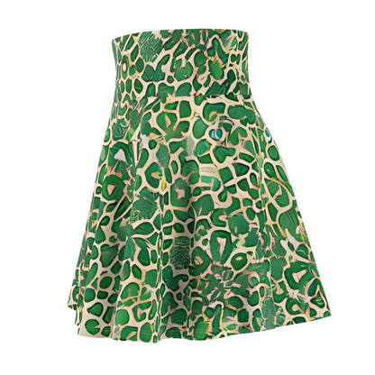 Wildly Chic: Green & White Leopard Print Skater Skirt