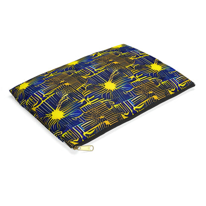 Vibrant and Playful: The Abstract Pattern Blue and Yellow Zipper Pouch