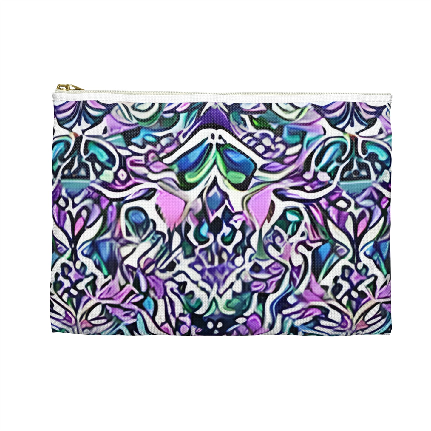 Colorful Zippered Pouch: Purple, Blue & Green Design