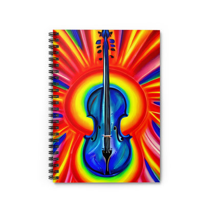 Vibrant Spiral Notebook with a Whimsical Violin Design