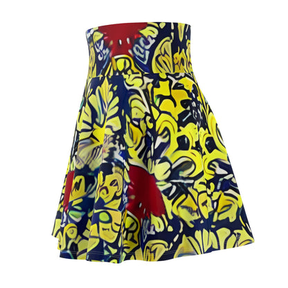 Vibrant African Print Skirt with Red, Yellow, and Blue Florals