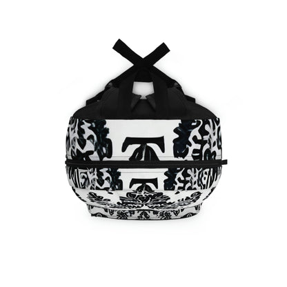 Chic Black & White Damask Backpack: Sleek Style On-The-Go