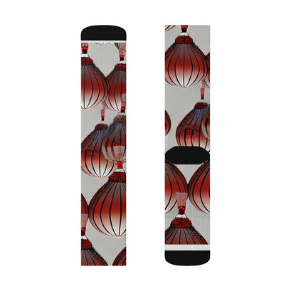 Bold and Playful Socks with Striking Red and Black Design