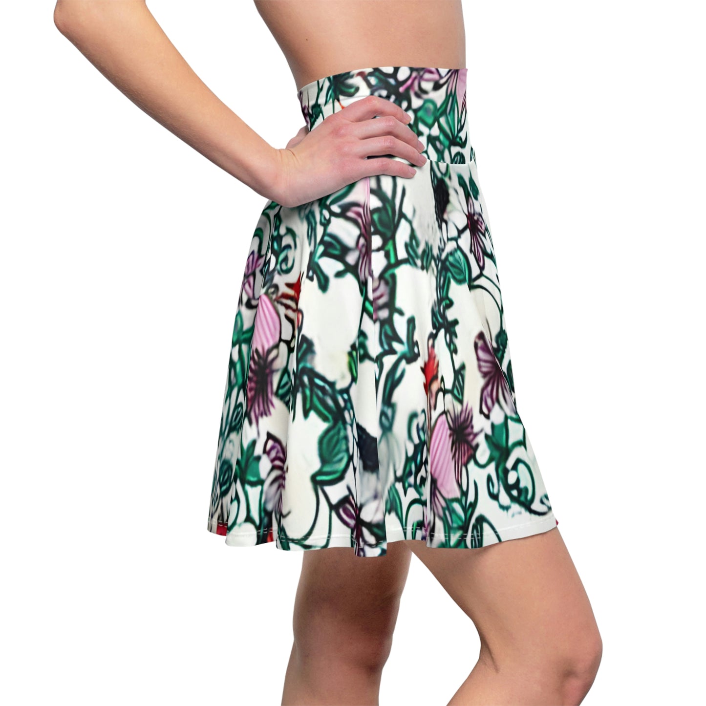 Floral Bliss: White Skirt with Vibrant Blossoms