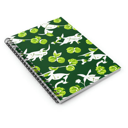 Green Spiral Notebook: White-Patterned, Eco-Friendly Design