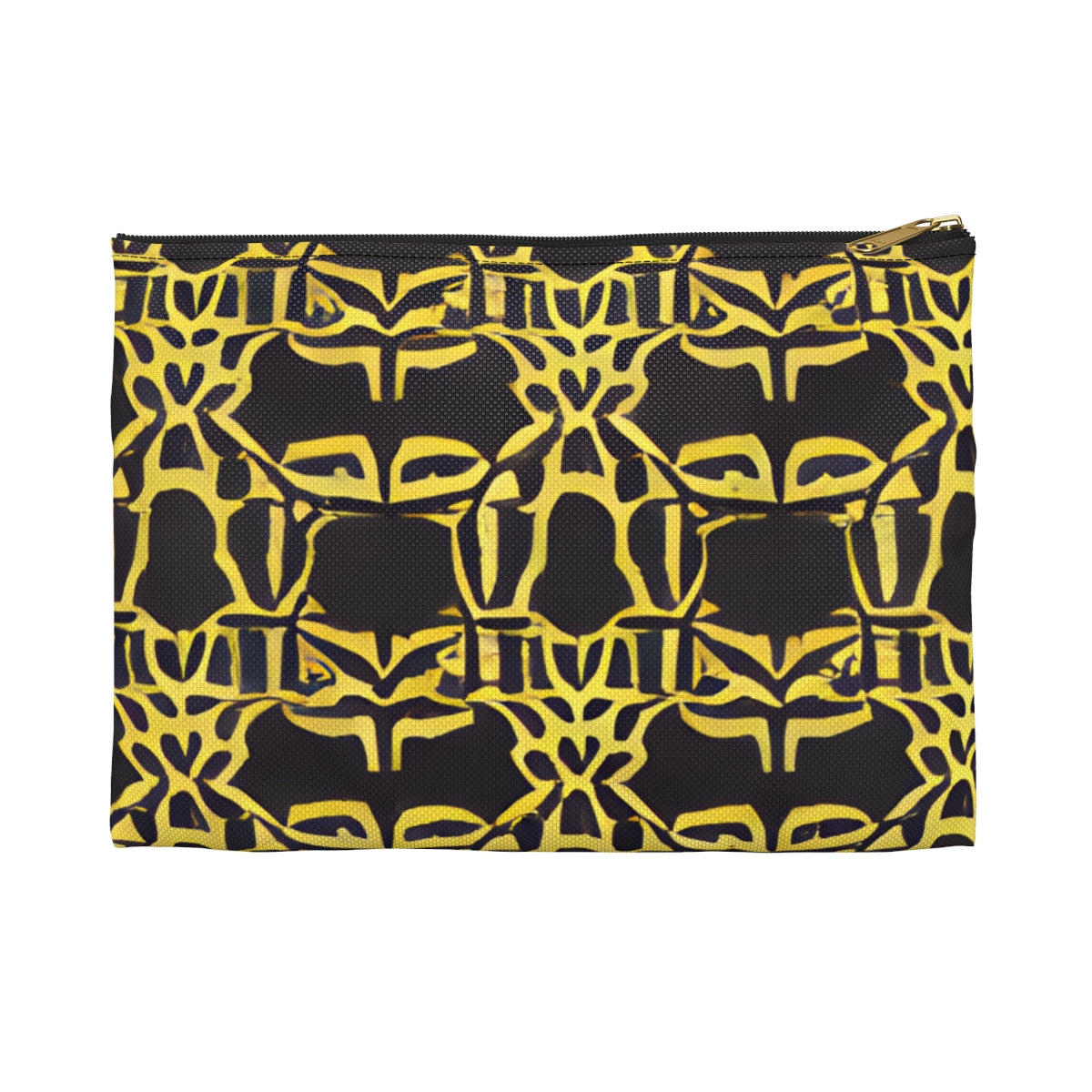 Bold and Striking: Abstract Black and Yellow Zipper Pouch