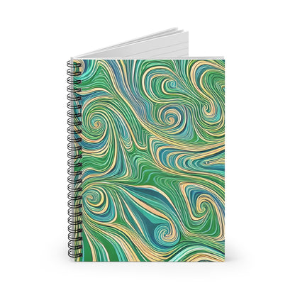 Spiral Notebook with Blue & Green Swirl Design: Perfect for Notes!