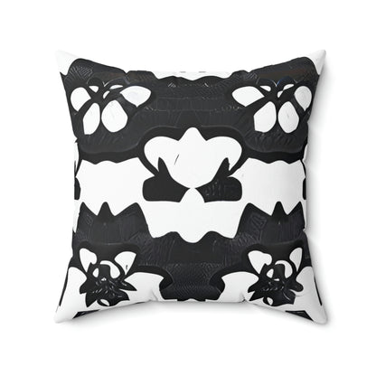 Chic Contrast: Floral Pattern Black and White Pillow