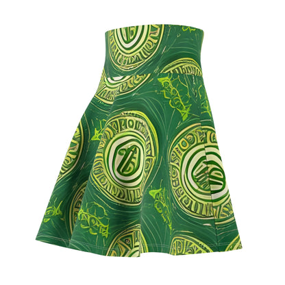 Stylish Green Skirt with White Accent Print