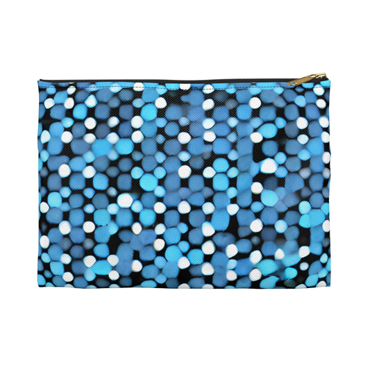 Blue & White Polka Dot Pouch with Easy Zipper Access