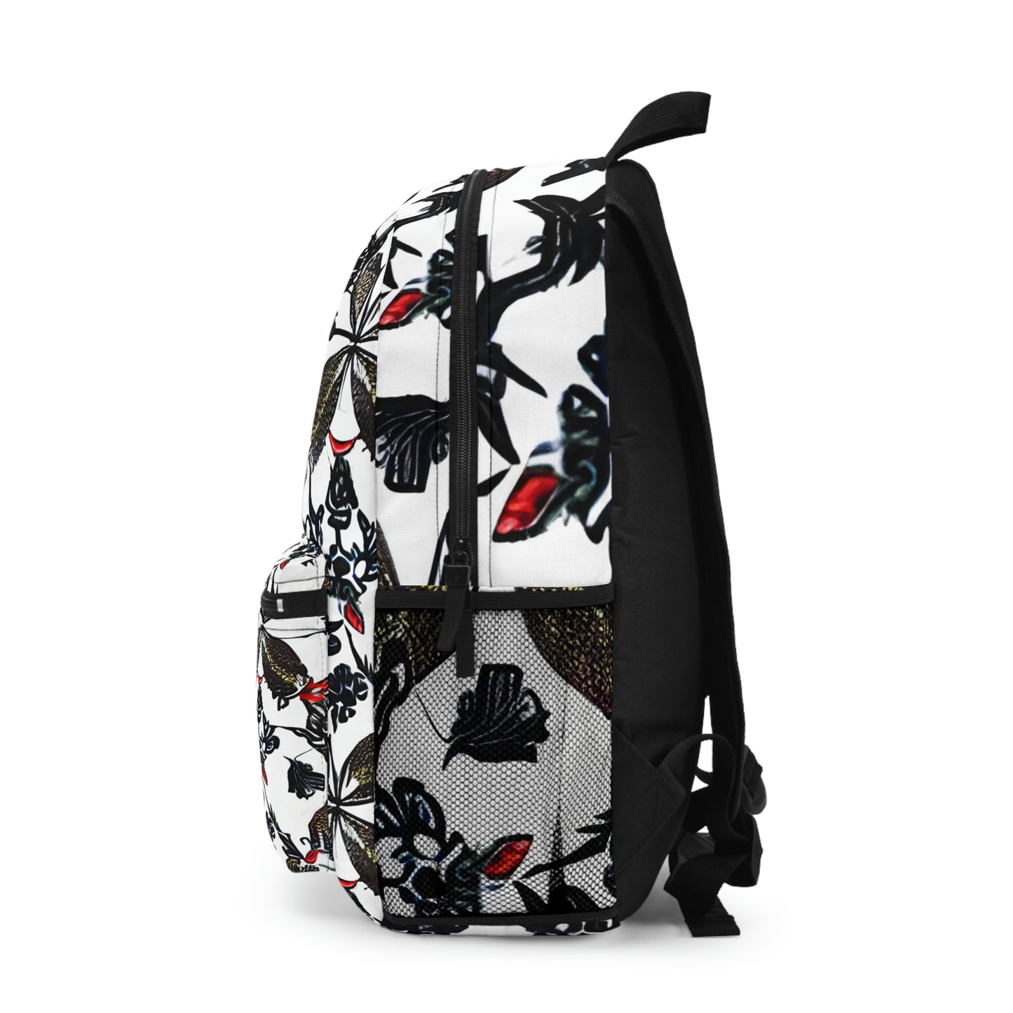 Stylish and Versatile Floral Backpack in Classic Black and White