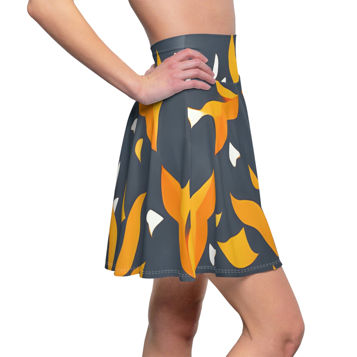 Fall for Fashion: The Must-Have Skater Skirt with Bright Leaf Print