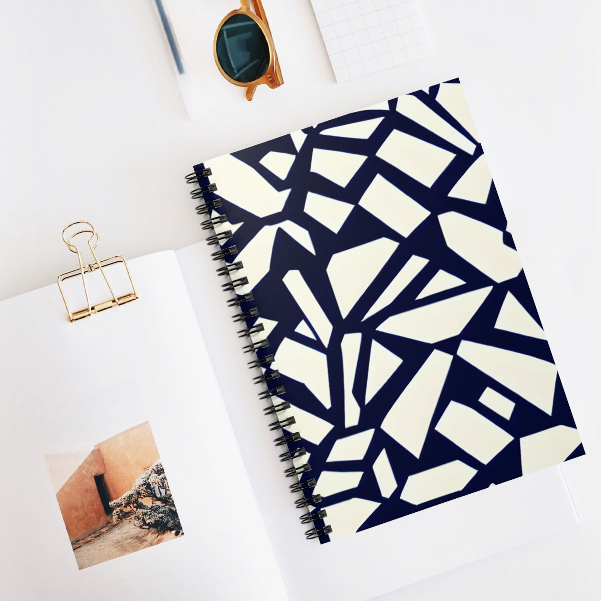 Get Organized with Our Stylish Black and White Geometric Spiral Notebook