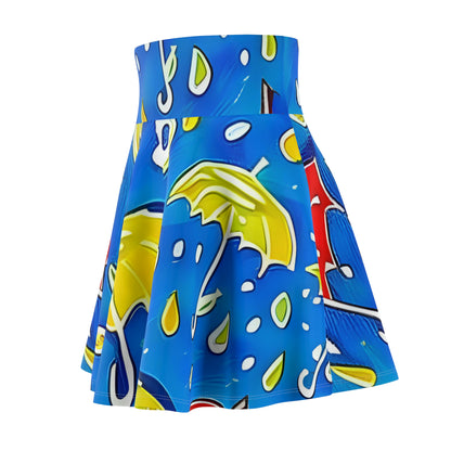 Rain or Shine: The Cheerful Blue and Yellow Umbrella Skirt