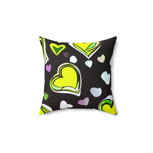 Love-filled Black and Yellow Heart Pillow