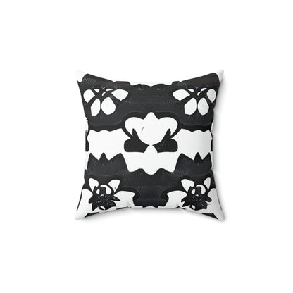 Chic Contrast: Floral Pattern Black and White Pillow