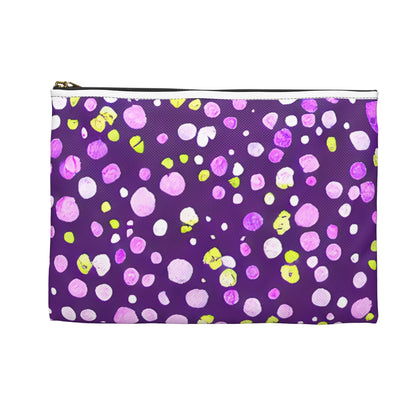 Polka Dot Zipper Pouch in Purple and Yellow