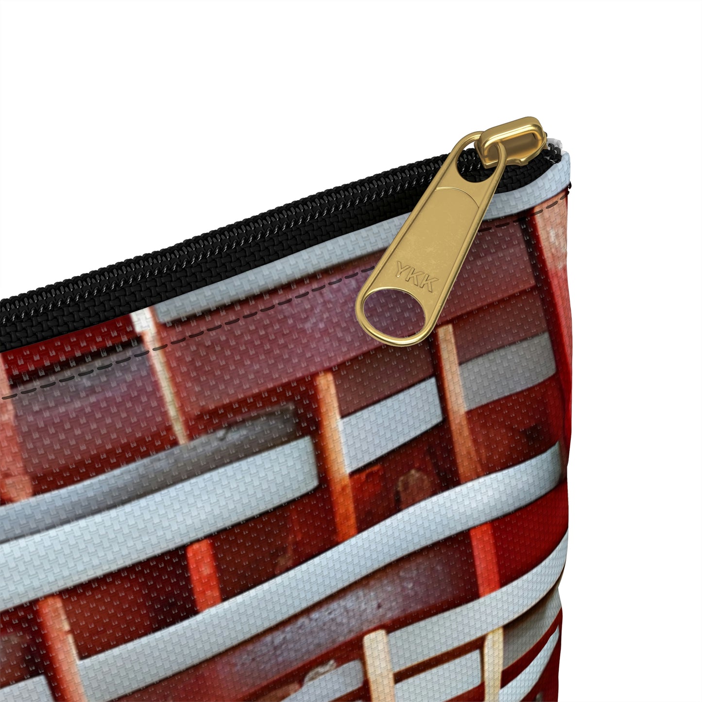 Bold and Trendy: the Modern Woven Red and White Zipper Pouch You'll Love