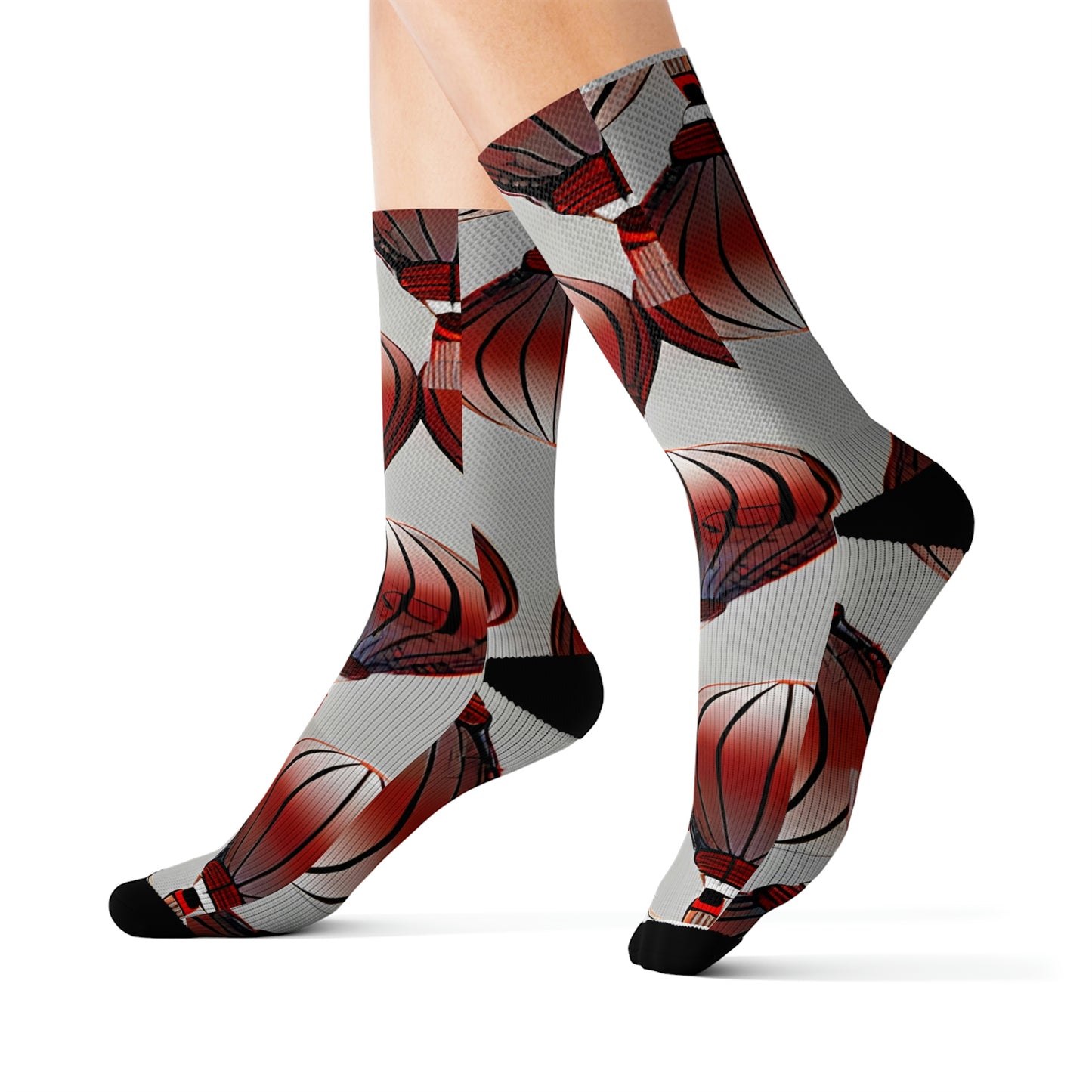 Bold and Playful Socks with Striking Red and Black Design