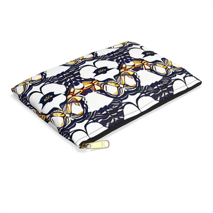 Add Some Style to Your Organization with Our Flower-Patterned Zipper Pouch in Blue and White