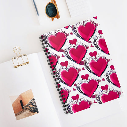 Heartfelt Notes: Spiral Notebook with Pink Hearts Design