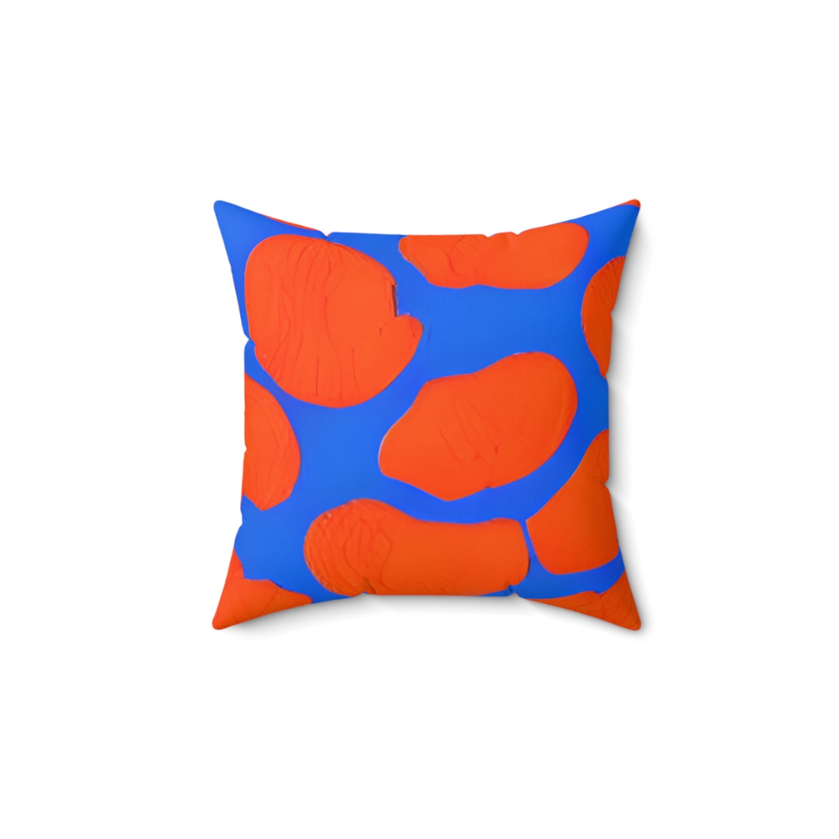 Love in Colors: Heart-adorned Orange and Blue Pillow