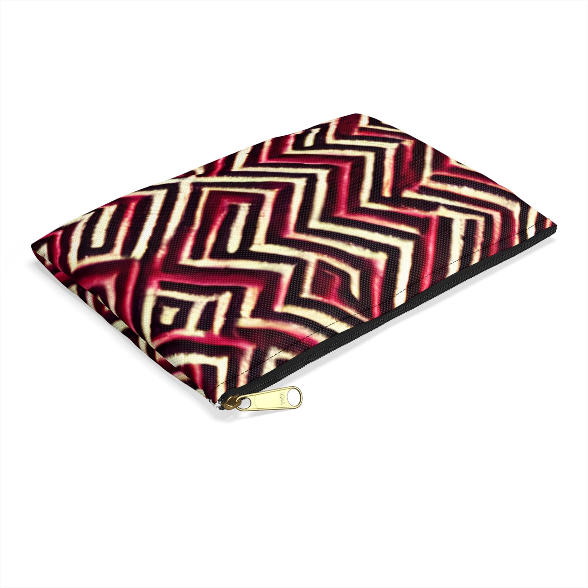 Geometric Red & Black Zipper Pouch: Stay Organized in Style!