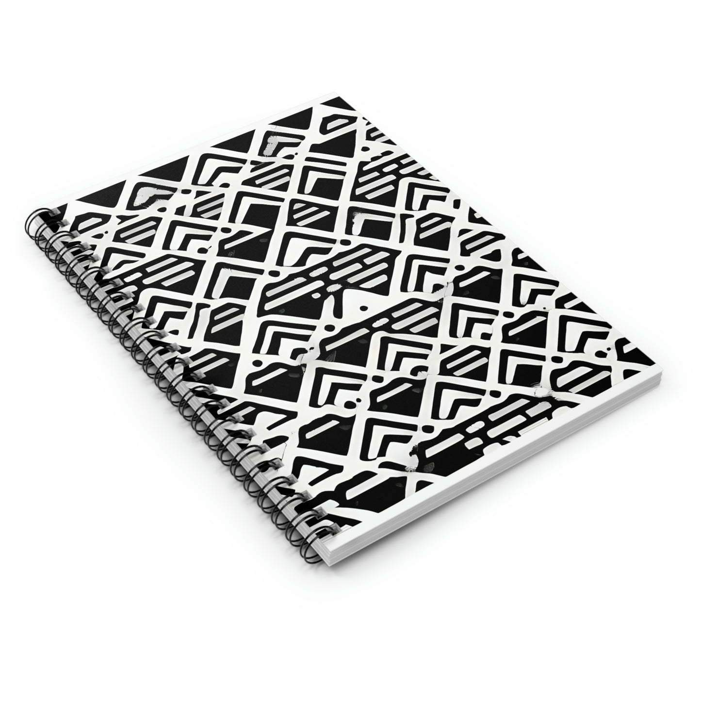 Geometric Spiral Notebook: Black and White Design