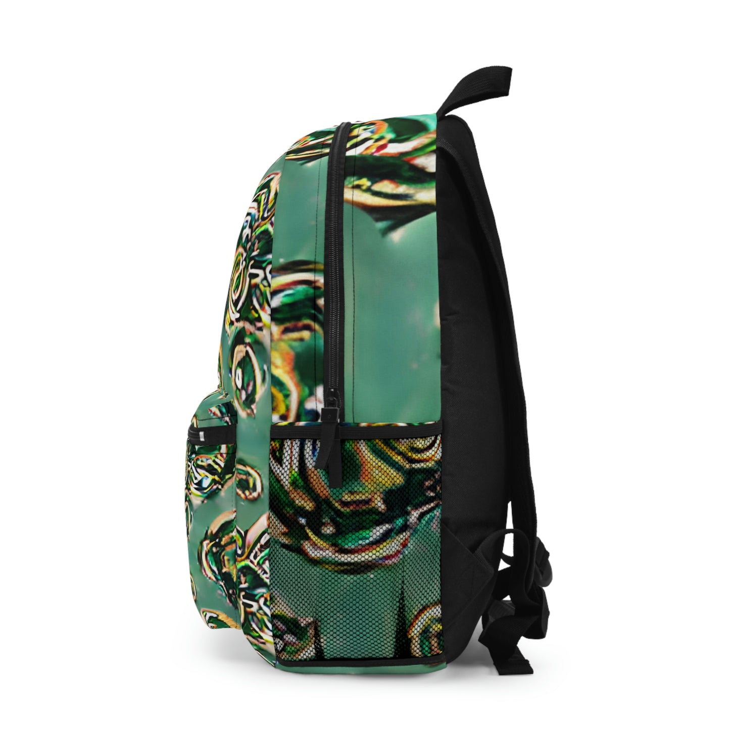 Floral Patterned Backpack in Green and Gold – Perfect for Any Occasion!