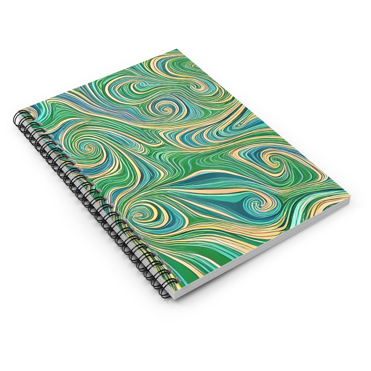 Spiral Notebook with Blue & Green Swirl Design: Perfect for Notes!